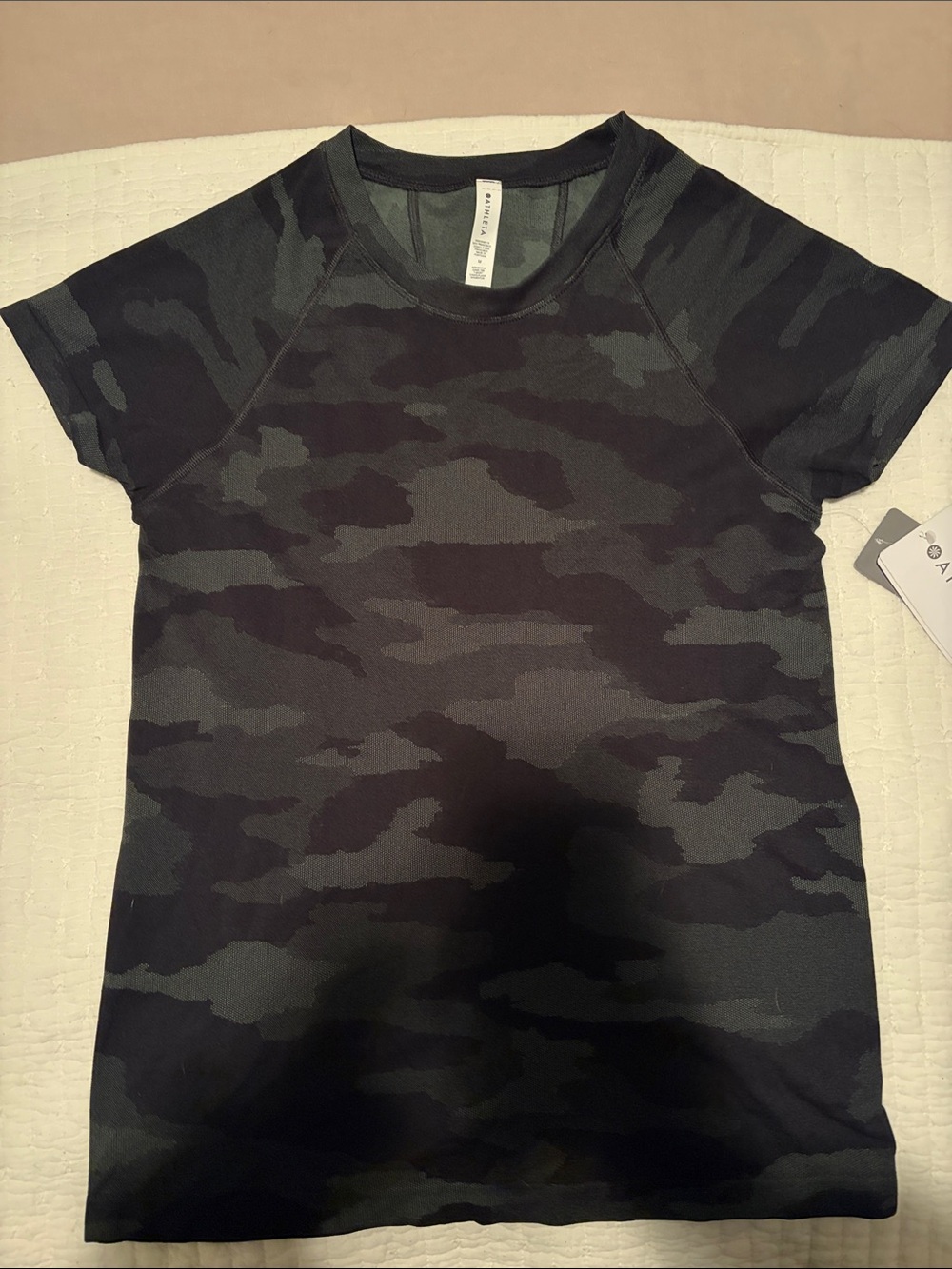 Athleta Kids Camo Short Sleeve Tee - Black & Dark Green